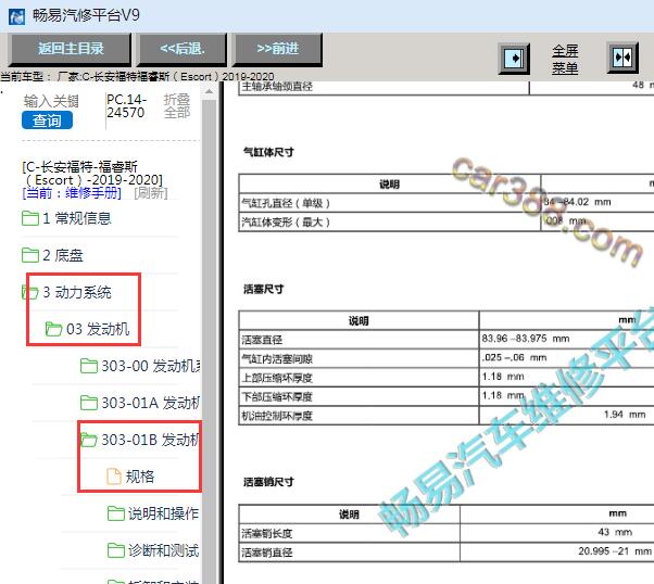 2019年福特福睿斯活塞间隙数据