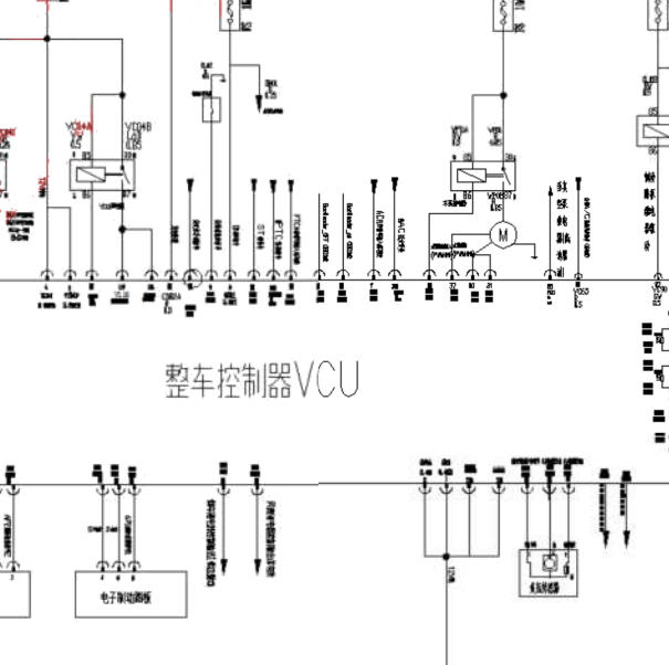 2021年长安跨越王X1 EV整车控制器VCU电路图