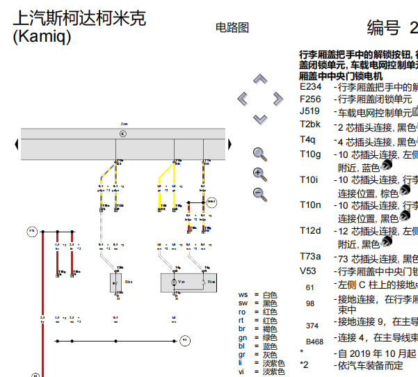 2021年斯柯达柯米克后备箱电路图