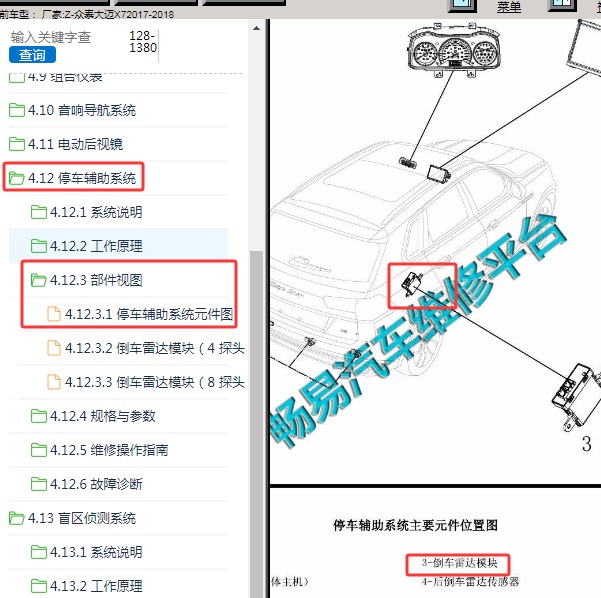 2017年众泰-大迈X7 倒车雷达模块位置