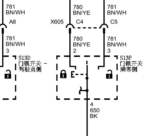 2014年凯迪拉克SRX右前门电路图