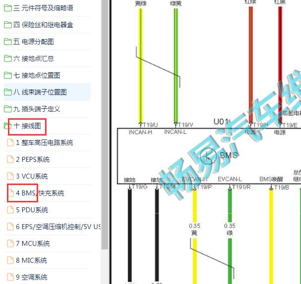 2018年北汽新能源LITE电池包电路图