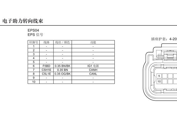 2020年江铃域虎9转向电路图和针脚资料