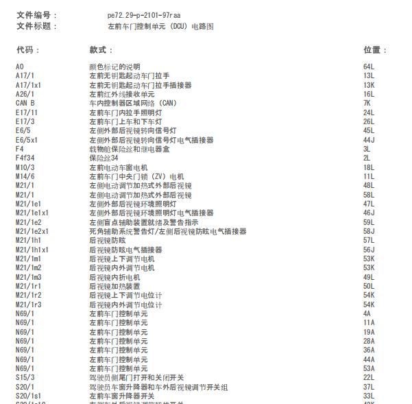 2005年奔驰R 350左前门电路图