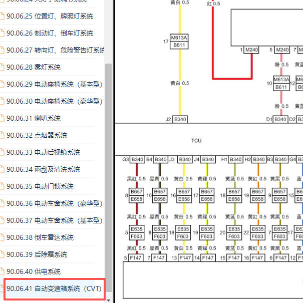 2016-2017年北汽威旺S50变速箱电路图
