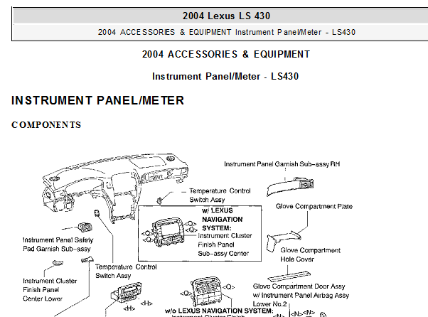 2004年雷克萨斯LS430仪表台拆装资料