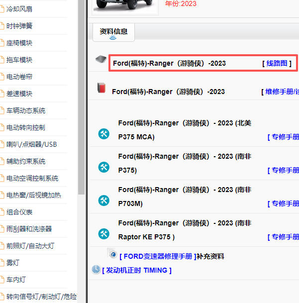 2023年福特游骑侠全车电路图