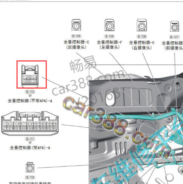2020年奇瑞瑞虎8PLUS 8针插头的全景模块