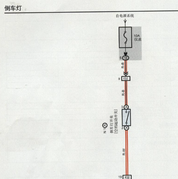 2002年丰田威姿倒车灯电路图