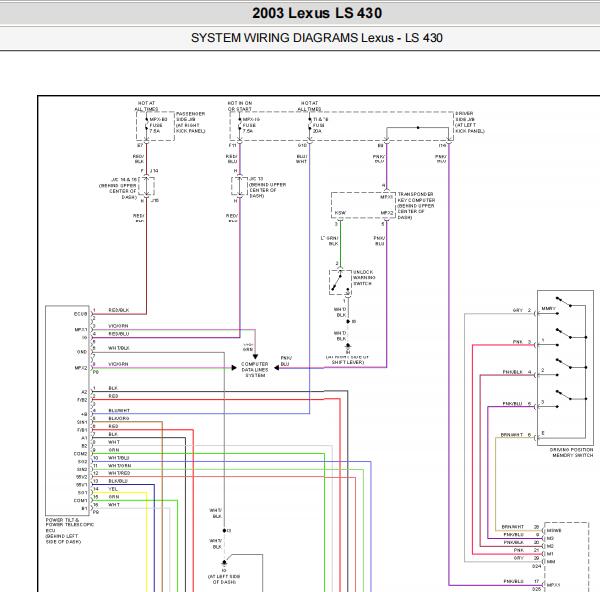 2003年雷克萨斯LS430电动方向立柱电路图