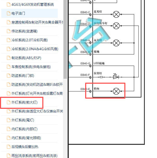 2015-2017年大通G10转向灯电路图