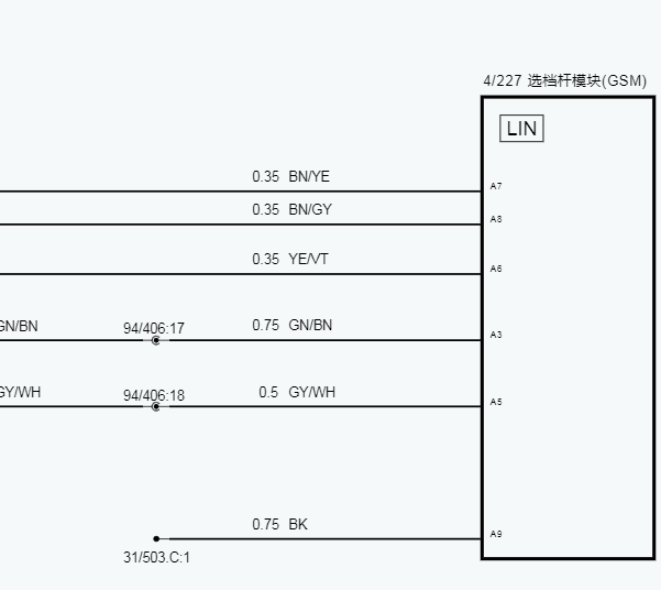 2016年沃尔沃XC60 挂挡杆电路图