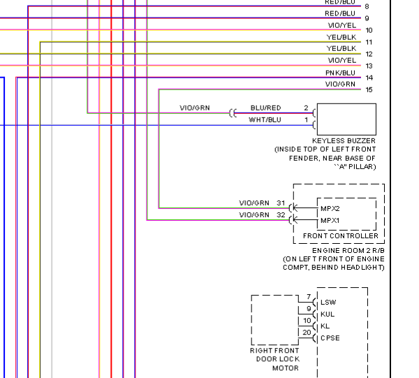 2003年雷克萨斯LS430 无钥匙进入和尾门开关电路图
