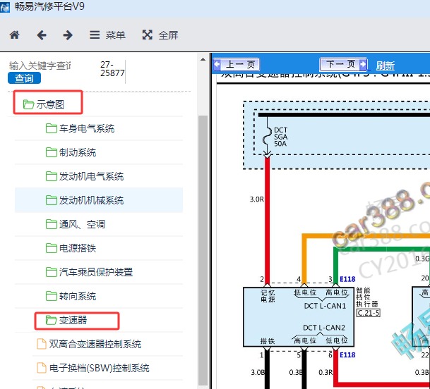 2021-2022年起亚K2变速箱电路图资料