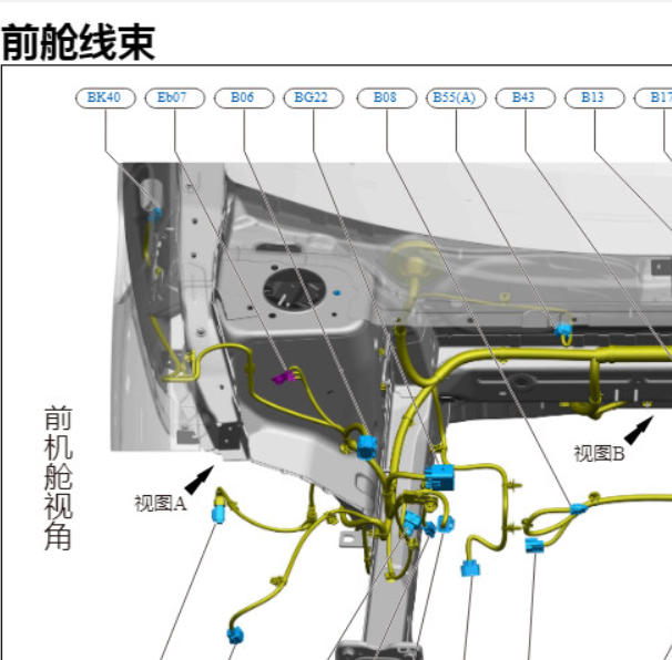 2023年比亚迪海豚前机舱线束图