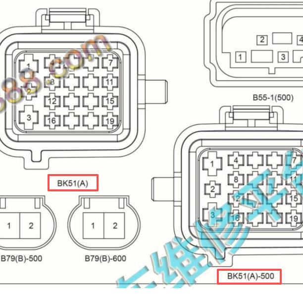 2023年比亚迪秦PLUS-EV动力电池低压插接器BK51A的插头图