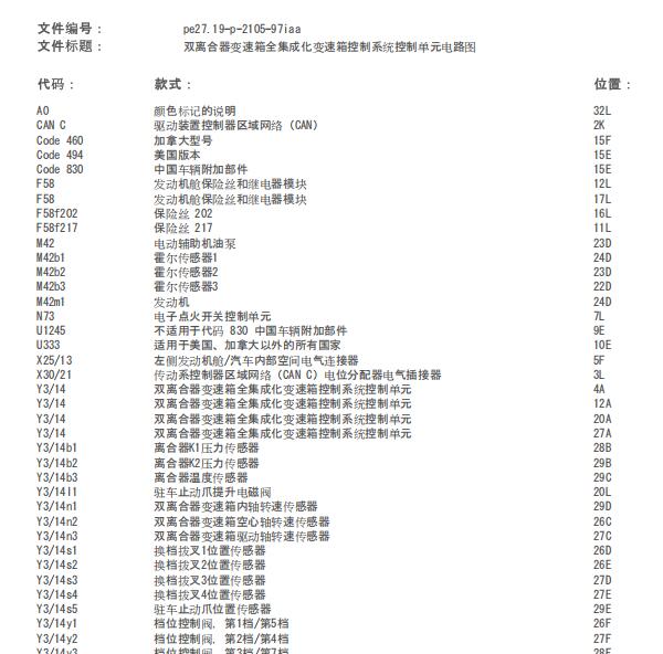 2015年奔驰A 200变速箱电路图