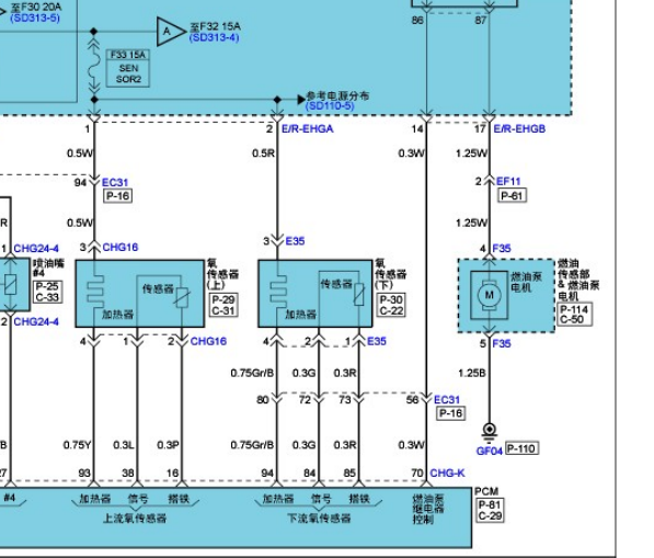 2011年现代雅尊燃油泵电路图