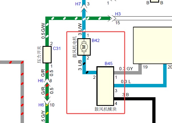 2015年江西五十铃D-MX空调鼓风机电路图资料