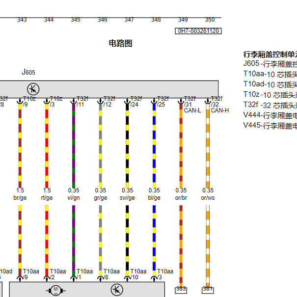 2021年大众CC尾门电路图