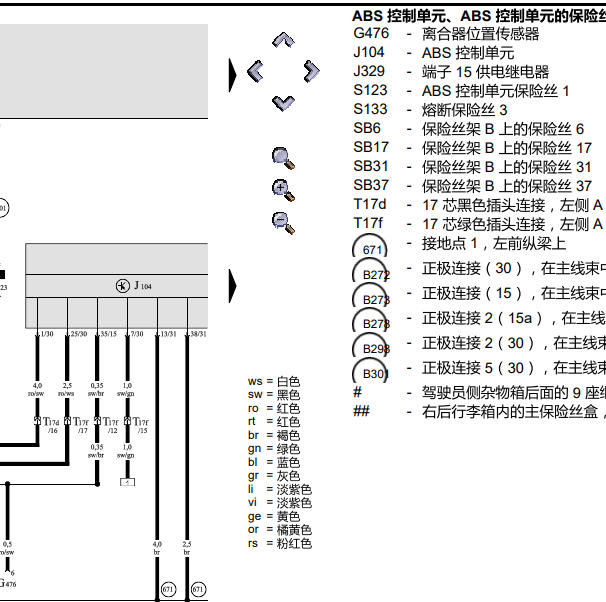 2010年奥迪A6L ABS电路图