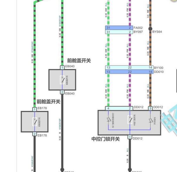 2020年名爵MG6中控锁电路图