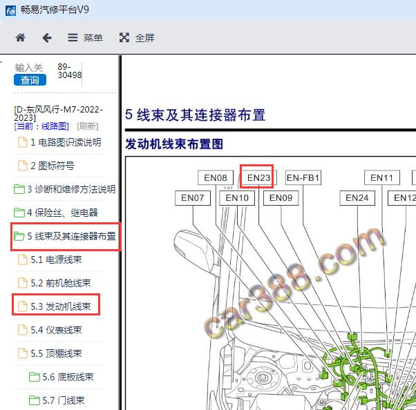 2022-2023年东风风行M7变速箱电脑位置
