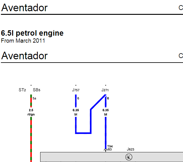 2011年兰博基尼 Aventador发动机电路图资料