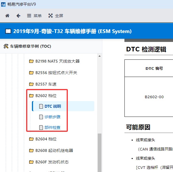 2019年日产奇骏 B2602-00故障码资料