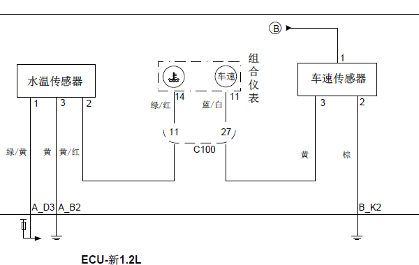 2020年五菱汽车五菱之光仪表和车速传感器电路图