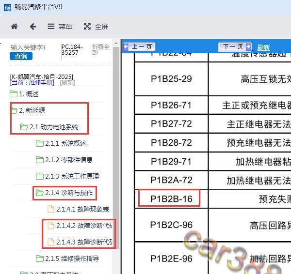 2025年凯翼拾月P1B2B-16故障码资料