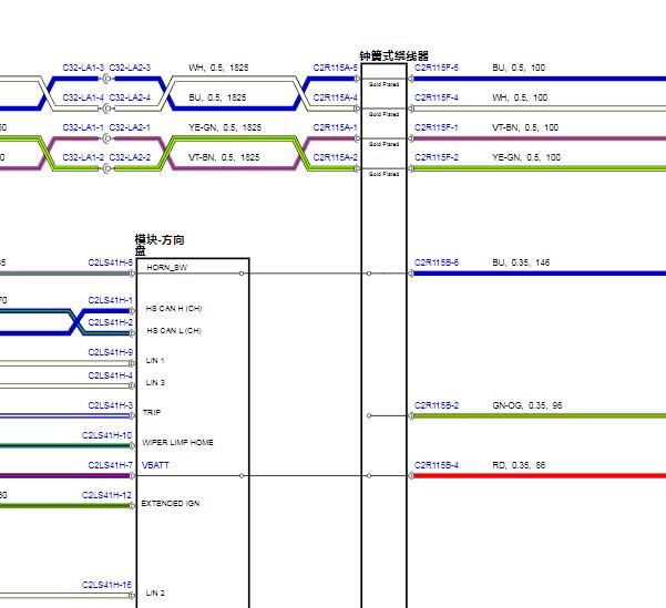 2014年路虎揽胜转向角度传感器电路图
